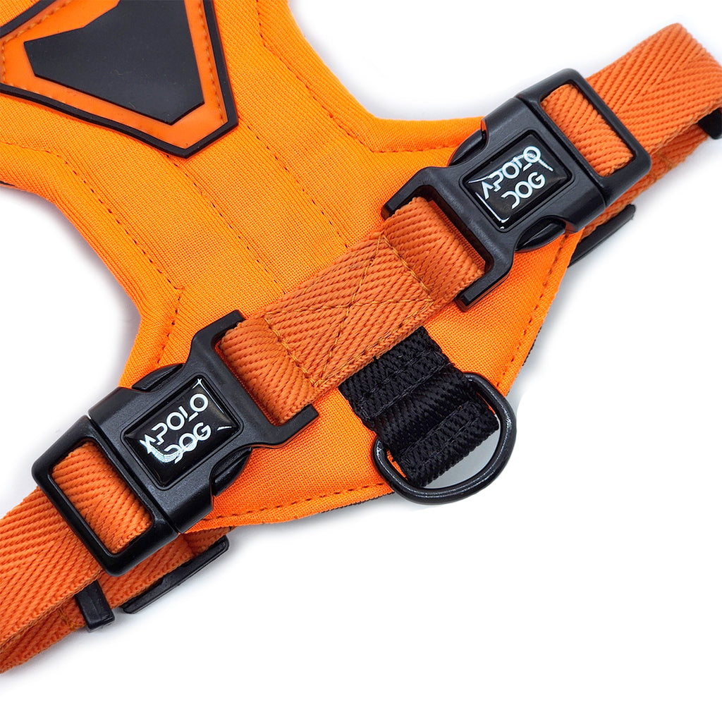PEITORAL H LARANJA PARA CÃES COM 2 PONTOS DE ENGATE ANTIPUXÃO