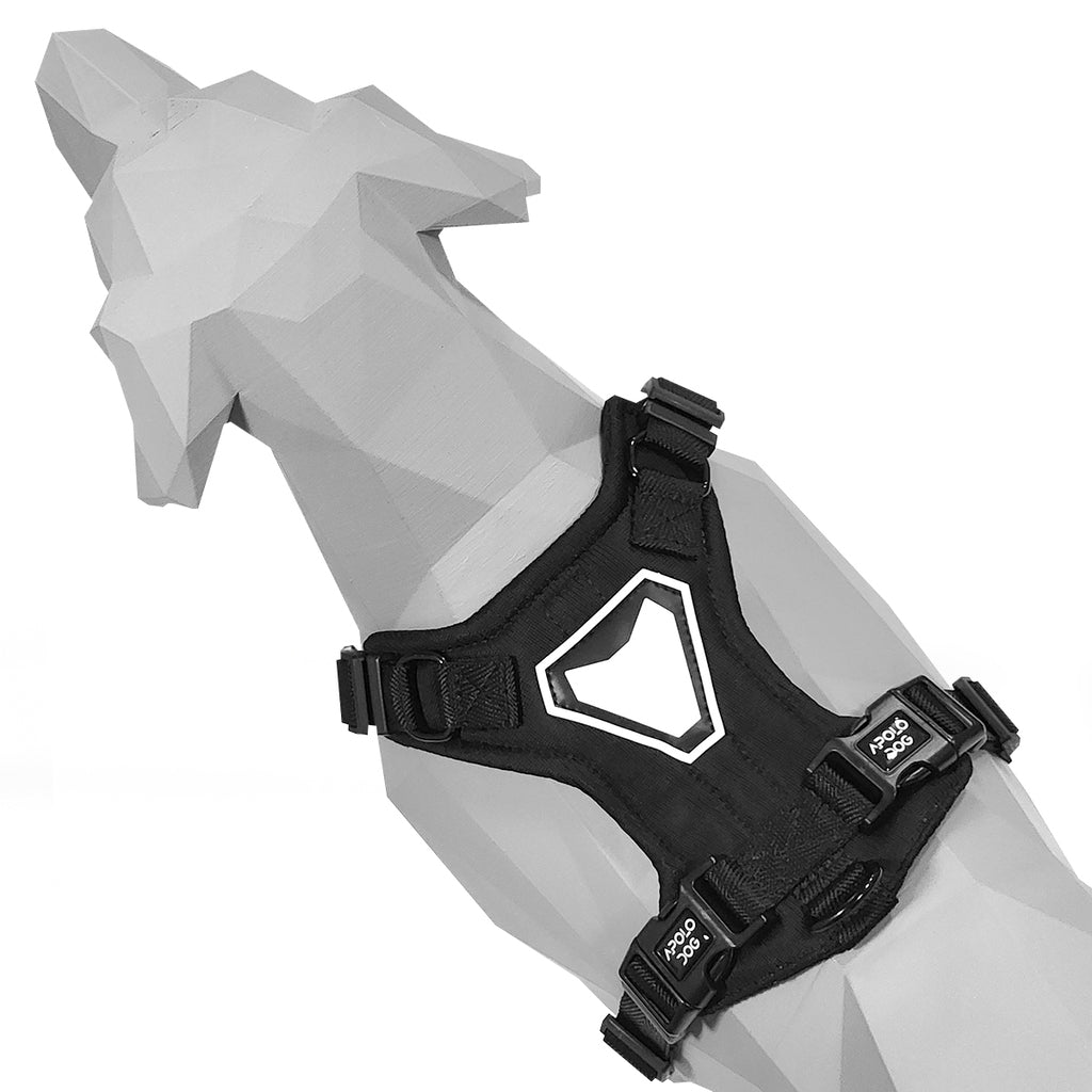 PEITORAL H PRETO PARA CÃES COM 2 PONTOS DE ENGATE ANTIPUXÃO