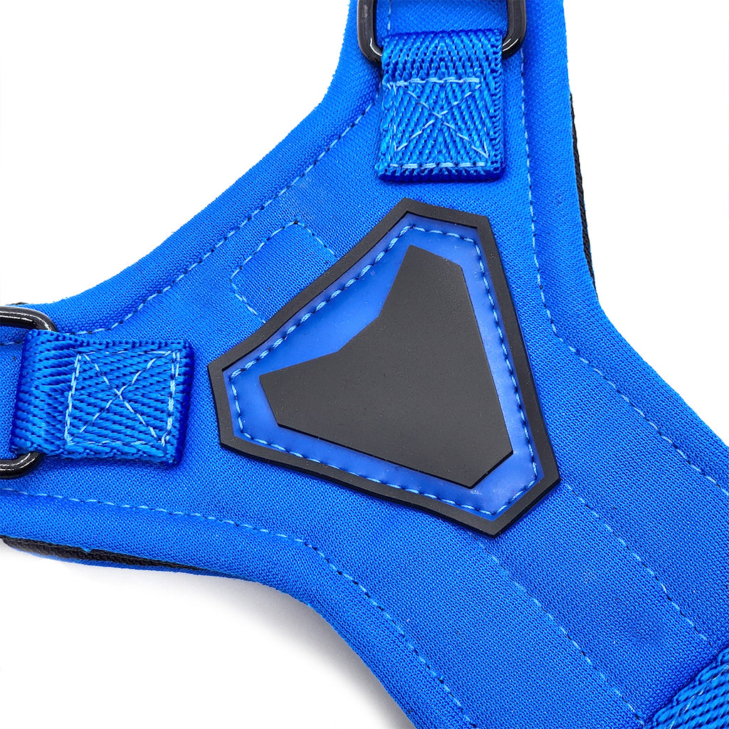 PEITORAL H AZUL PARA CÃES COM 2 PONTOS DE ENGATE ANTIPUXÃO