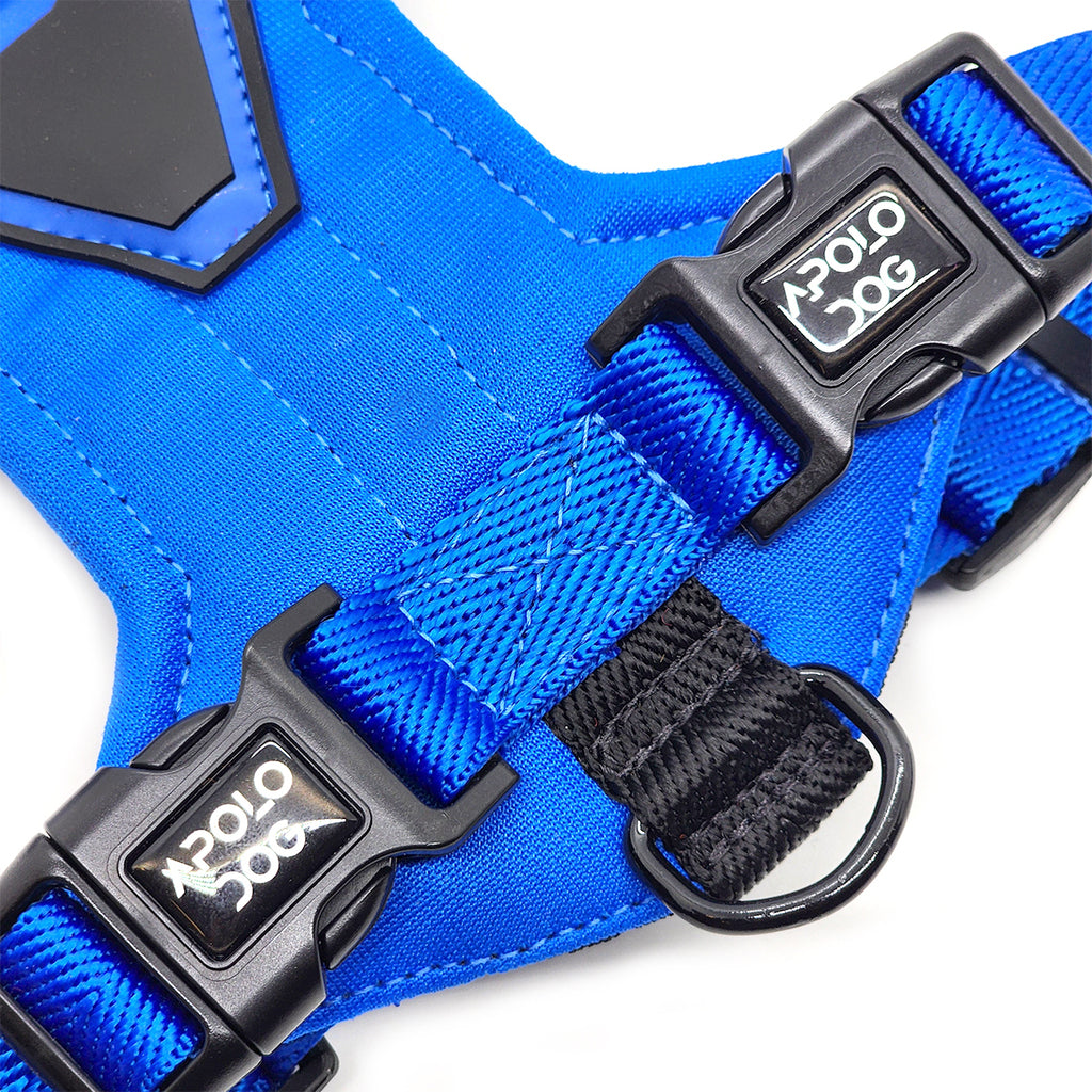 PEITORAL H AZUL PARA CÃES COM 2 PONTOS DE ENGATE ANTIPUXÃO
