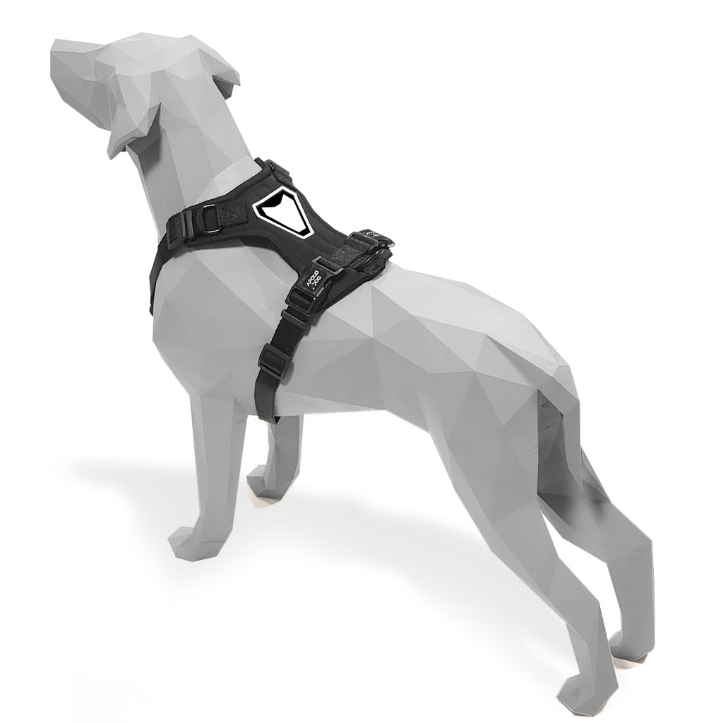 PEITORAL H PRETO PARA CÃES COM 2 PONTOS DE ENGATE ANTIPUXÃO