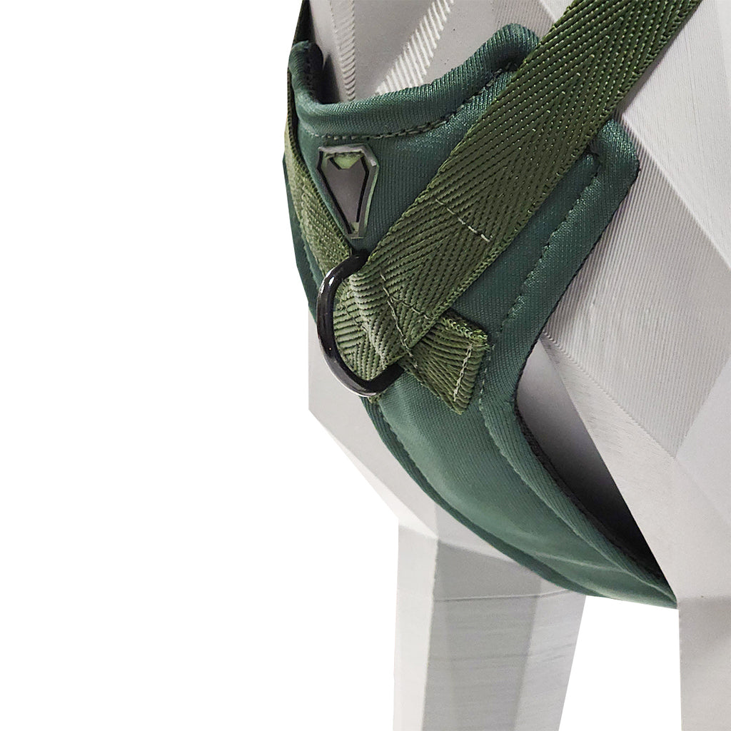 PEITORAL H VERDE MILITAR PARA CÃES COM 2 PONTOS DE ENGATE ANTIPUXÃO