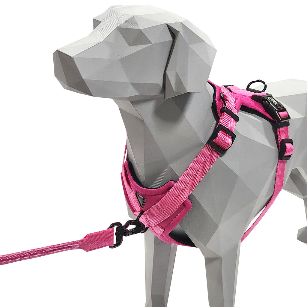 PEITORAL H ROSA PARA CÃES COM 2 PONTOS DE ENGATE ANTIPUXÃO