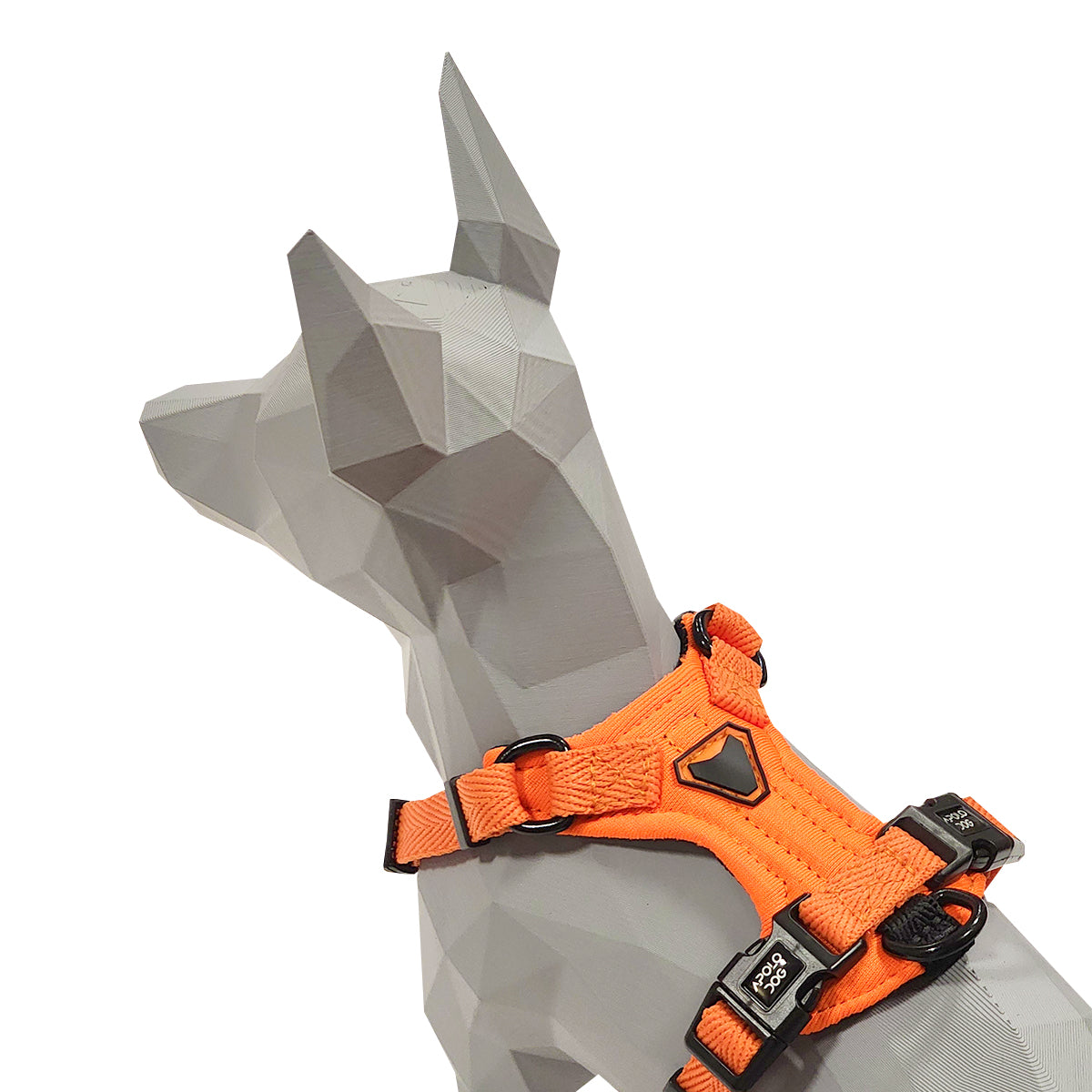 PEITORAL H LARANJA PARA CÃES COM 2 PONTOS DE ENGATE ANTIPUXÃO