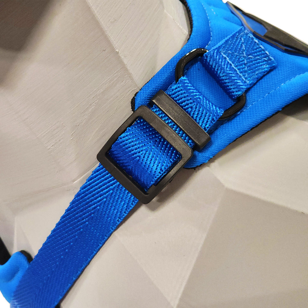 PEITORAL H AZUL PARA CÃES COM 2 PONTOS DE ENGATE ANTIPUXÃO