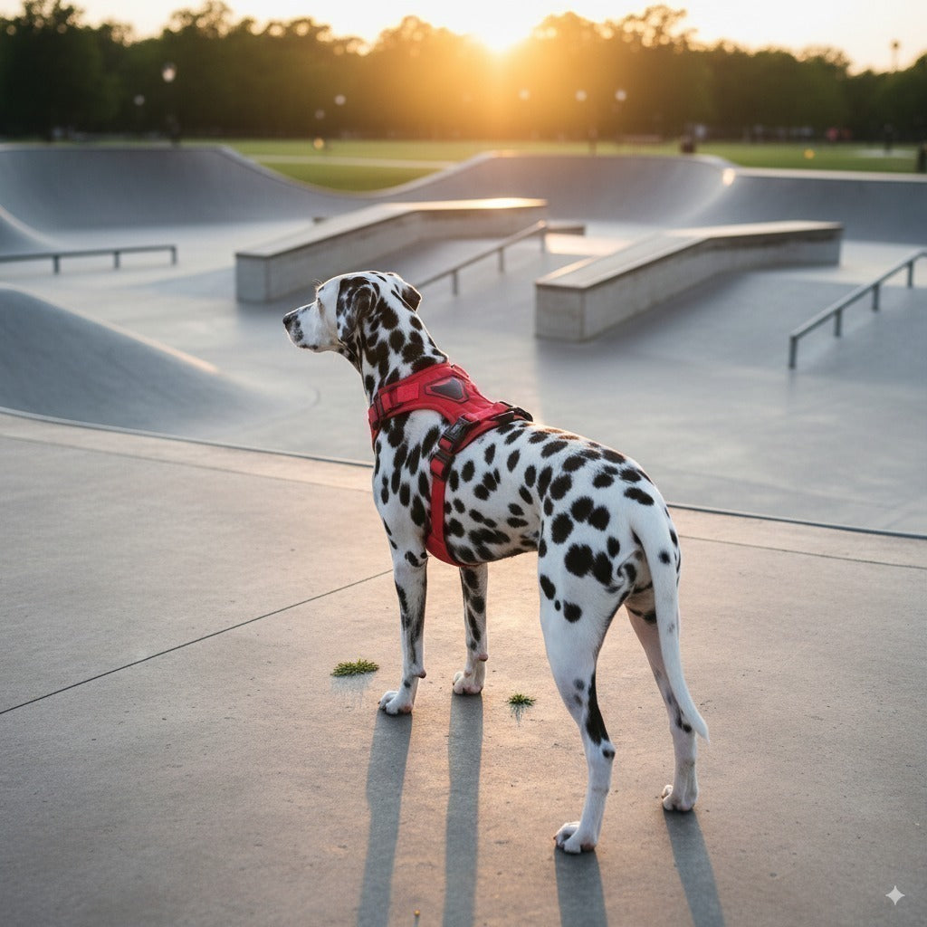 PEITORAL H VERMELHO PARA CÃES COM 2 PONTOS DE ENGATE ANTIPUXÃO