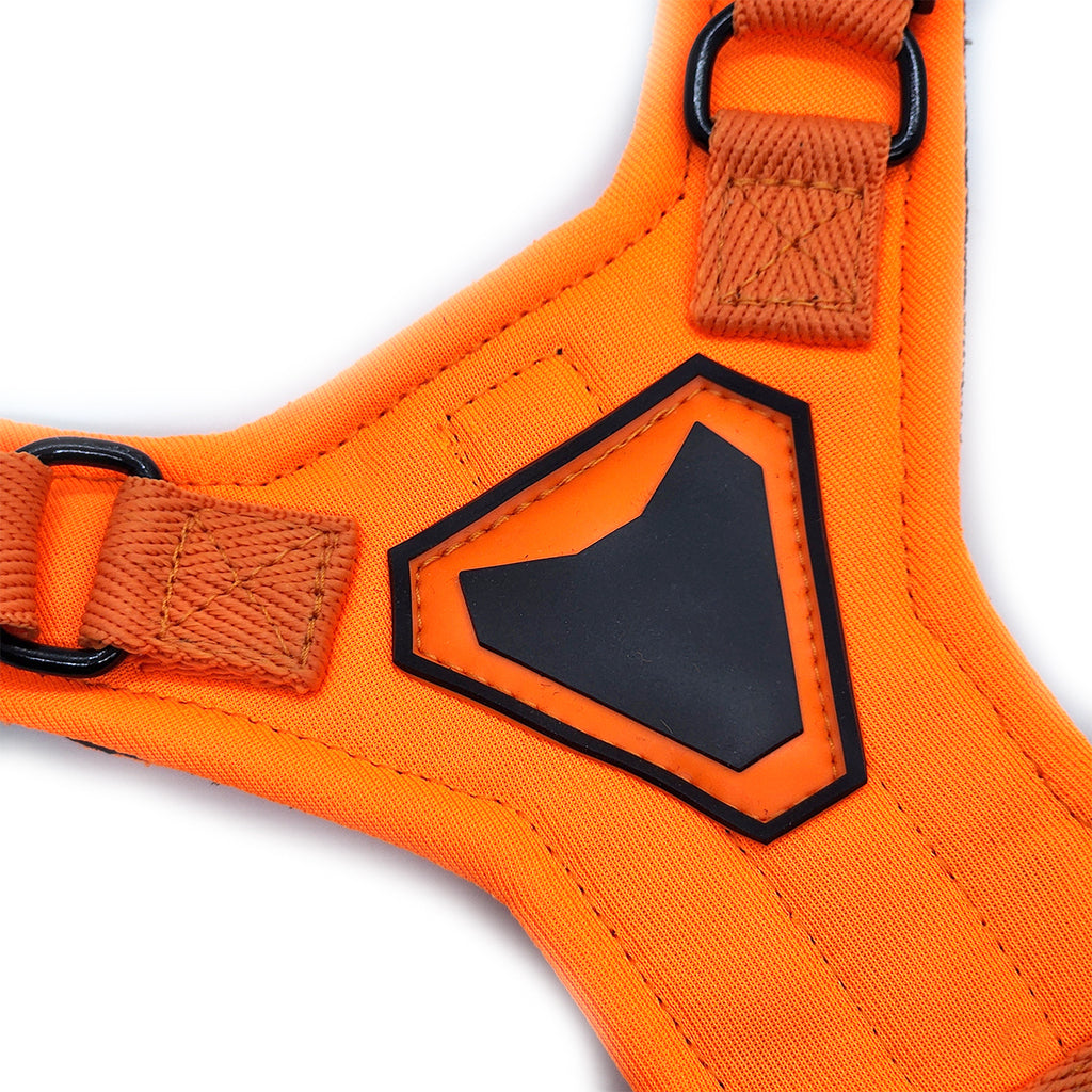 PEITORAL H LARANJA PARA CÃES COM 2 PONTOS DE ENGATE ANTIPUXÃO